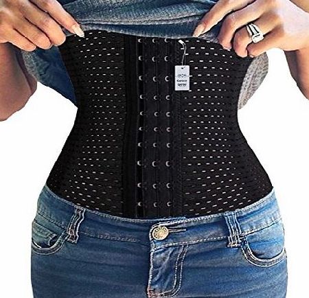 Gotoly Waist Glass Trainer Tummy Fat Burner Body Steel Boned Shaper Sport (S, Black)