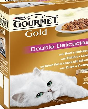 Gourmet Gold Double Delicacies 12 x 85 g, Pack of 8, Total 96 Cans