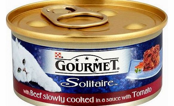 Gourmet Solitaire Slow Cooked Beef in Tomato Sauce 85 g, Pack of 12