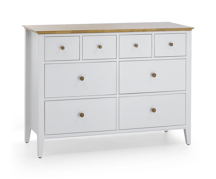8 Drawer Chest - Opal White with Golden