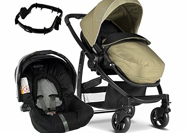 Graco Evo 2in1 Travel System - Sand Complete With Junior Baby Sport Luxe Carseat, Footmuff And Raincover