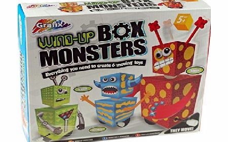 Grafix Wind Up Box Monsters Set - Make Your Own Moving Robots Boys Craft Toy