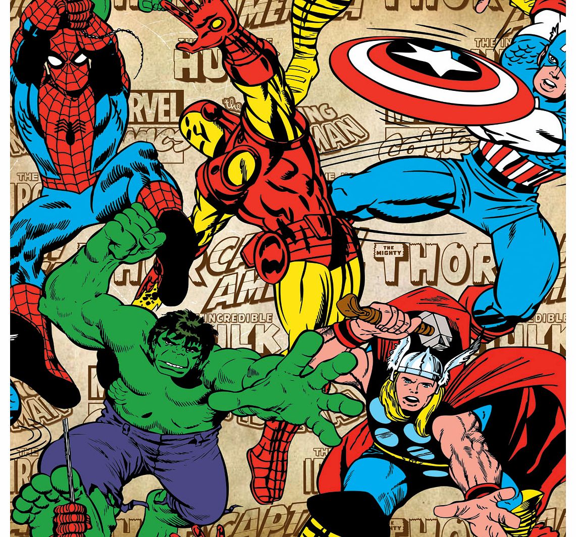 Marvel Comics Superheroes Wallpaper 52cm x 10m