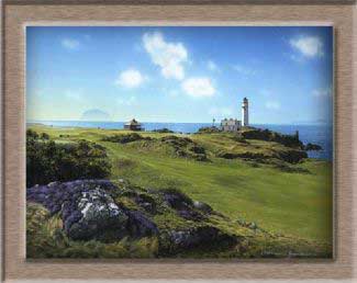 Grandison Galleries TURNBERRY - AILSA COURSE WITH LIGHTHOUSE HARDWOOD FRAME/MOUNT