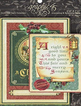 Graphic 45 Christmas Carol Ephemera Cards, Multi-Colour