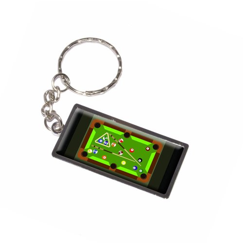 Graphics and More Billiard Pool Table On Black Keychain Key Chain Ring