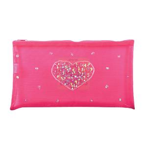 Great Gizmos Pink Poppy Hot Pink Sequin Heart Pouch
