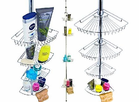 Great Ideas By Post Great Ideas Chrome Plated Four Shelf Shower Caddy - Fits With No Screws No Drilling - Attractive Shelving System For Bath Or Shower Cubicles