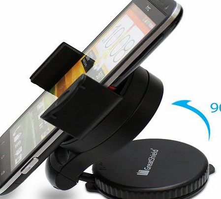 GreatShield Windshield Dashboard Universal Smart Holster Car Mount for Samsung Galaxy S4/S3/S3 Mini, Note 3, Blackberry Z10/Q10, iPhone 5/5S/5C/4S, Google Nexus 4, HTC One, LG G2, Sony Xperia Z and No