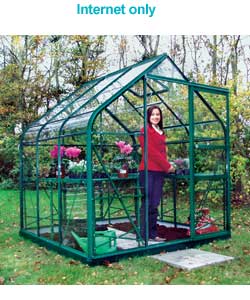 green Curved Eave Greenhouse with Safety Glass - 8x10ft