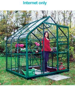 Curved Eave Greenhouse with Safety Glass - 8x12ft