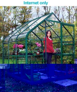 green Curved Eaves Greenhouse with Safety Glass - 6x8ft