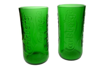 Green Glass Pack of 2 Recycled Carlsberg Tumblers