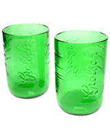 Green Glass Pack of 2 Recycled Grolsch Tumblers - drink