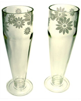 Green Glass Recycled Juice Bottle Flutes - perfect for