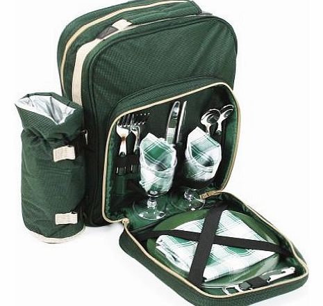 Greenfield Collection (I-Fulfilment) Greenfield Collection Luxury Two Person Picnic Backpack - Forest Green