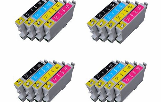 GreenInks 4 Full Sets = 16 High Capacity Compatible Ink Cartridges Multipack T0555 - T0551 T0552 T0553 T0554 for Epson Stylus Photo Printers R240 R245 RX420 RX425 RX450 RX520 (T555, T551, T552, T553, T554. 555,