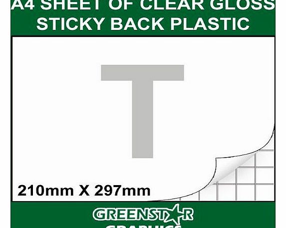 GREENSTAR GRAPHICS A4 SHEET OF CLEAR / TRANSPARENT GLOSS SEE THROUGH FABLON TYPE STICKY BACK PLASTIC SELF ADHESIVE VINYL (297mm x 210mm)
