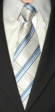Blue Wide Check Clip-On Tie