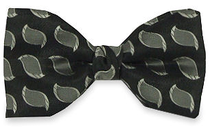 Grey Leaf Silk Bow Tie