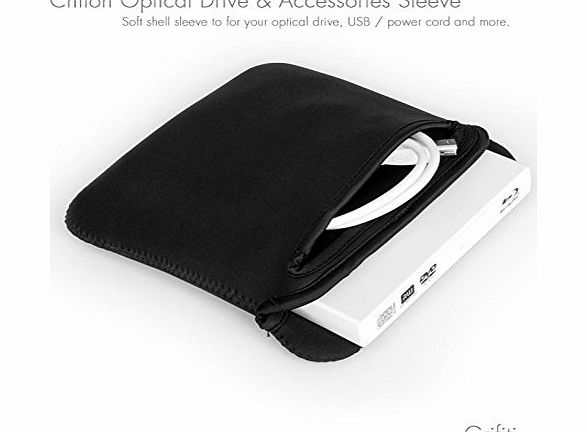 GRIFITI  Chiton 7 CD, DVD, Optical External Drive, Trackpad Neoprene Sleeve 7 X 7 Inches with Extra Pocket for Apple Superdrive, Samsung Se-218, Lg Slim, Rosewill, Fotga, and Other Devices