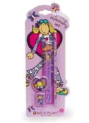 Groovy Chick Stationery Set (pencil- ruler etc)