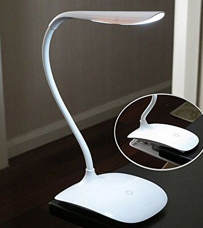 Groupcow Eye-friendly 3 level adjustable Brightness LED Desk Lighting Bedside Reading Home Office USB Portable Flexible Neck Desk Lamp with Lithium Battery USB charge (HG0003)