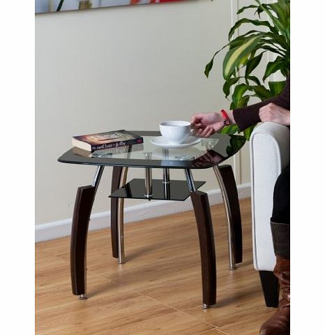 GRS GLOBAL Elena Black Lamp Table with Curved Legs