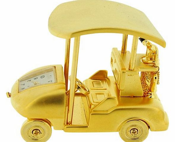 GTP Miniature Golf Buggy-Cart Gold Plated Novelty Collectors Desktop Clock IMP1073