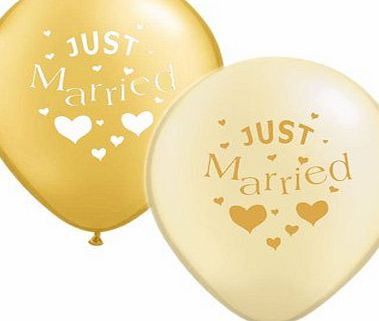 GTR Just Married Gold amp; Ivory Balloon Pack (10 Pack) (XBP307)