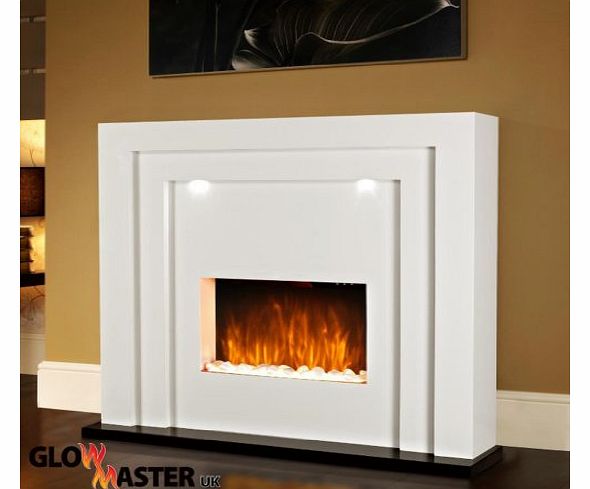 MONACO NEW DESIGNER FREE STANDING ELECTRIC FIRE FIREPLACE WHITE MDF SURROUND LED LIGHTS