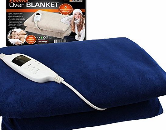 Guaranteed4Less NAVY GLOWMASTER LUXURY FLEECE HEATED ELECTRIC OVERBLANKET BLANKET THROW