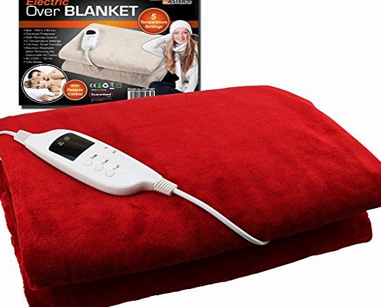 Guaranteed4Less RED GLOWMASTER LUXURY FLEECE HEATED ELECTRIC OVERBLANKET BLANKET THROW