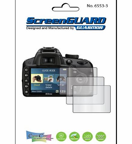 Guarmor 3x Nikon Digital SLR D3200 Digital Camera Premium Clear LCD Screen Protector, 100 fit, no cutting (3 Pieces)