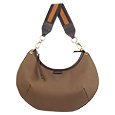Leather and Canvas Brown Hobo Bag
