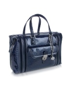Treasure Dark Blue Patent Leather Boston Bag