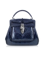 Treasure Dark Blue Patent Leather Doctor-style Handbag