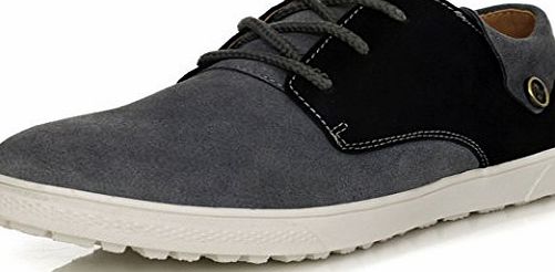 GUCIHEAVEN  Mens Suede Casual All Match Low Top Board Lace-up Flats Size 41 EU Grey
