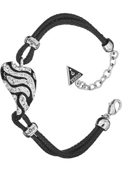 Guess Alloy Black And Crystal Cord Bracelet
