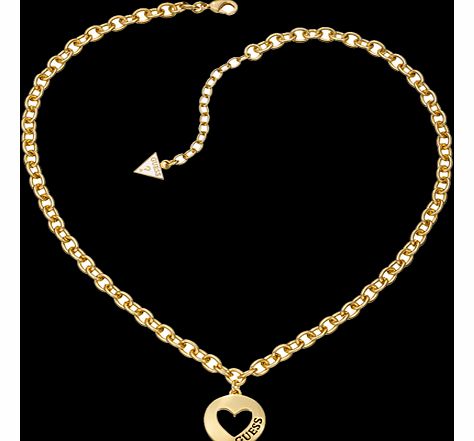 Guess Gold PVD G Girl Coin Heart Pendant UBN51431