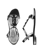Haley - Black Patent Leather Jewel Sandal Shoes