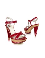 Jenda2 - Cranberry Patent Leather Cork Platform Sandal Shoes
