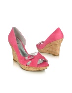 Guess Library - Pink Suede Cork Wedge Sandal Shoes