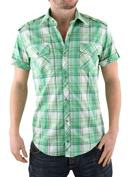 Lime Green Short Sleeved Check Shirt