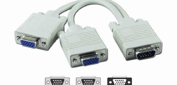 Guilty Gadgets - 1 PC to 2 VGA SVGA Monitor Y Splitter Cable / Lead Wire