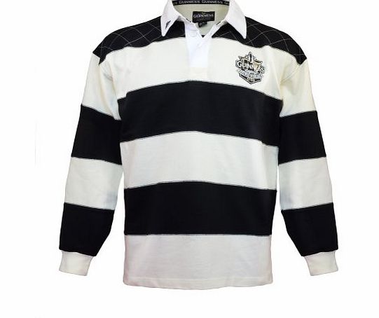 Guinness Official Merchandise Long Sleeve Rugby Mens Shirt Black/Cream X-Large