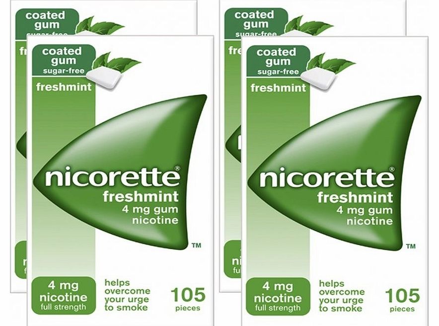 Nicorette 4mg Freshmint Gum Four Pack (4 x 105