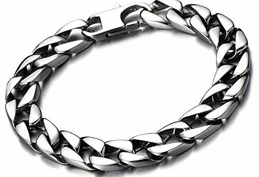 Classic Flat Stainless Steel Curb Chain Bracelet for Men for Boys Silver Color Polished