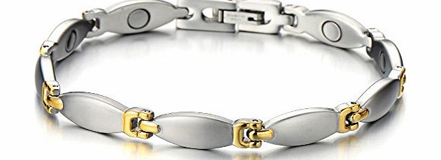 H C Stainless Steel Magnetic Link Bracelet for Women with 3000g Magnets Gold Silver Two-tone