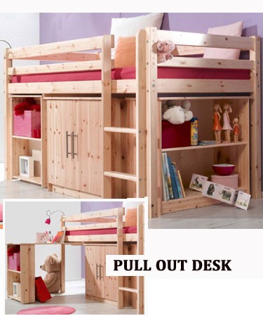 H.I.T. Cabin Bed with Cabinet Desk and optional Bookcase